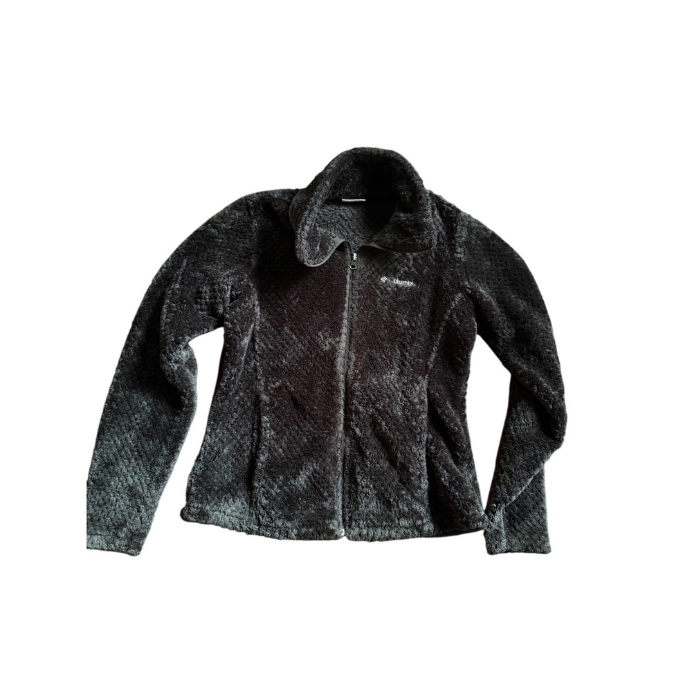 Columbia‎ Fire Side II Sherpa Full Zip Fleece Jacket Womens Small Black Soft